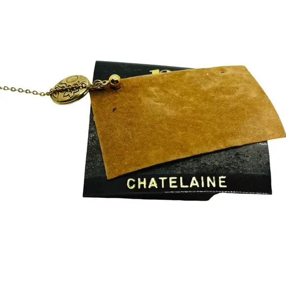 Chatelaine Locket Brooch Pin Vintage 1928 Womens Gold Tone Round Link Chain Mini - Picture 3 of 13